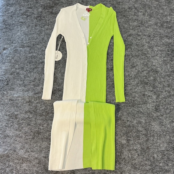 STAUD Colorblock Ribbed Colorblock Cardigan Maxi Full Length Dress Size M - Picture 2 of 4